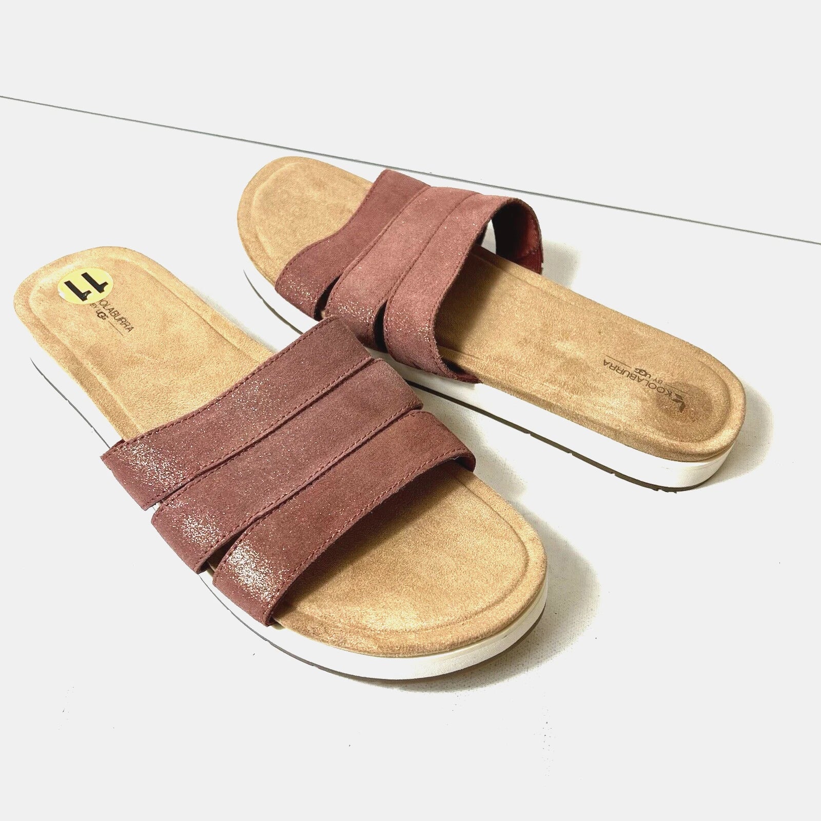 Koolaburra by UGG Women 11 Pink Leather Sandal Glitter Slide Open Toe Casual New