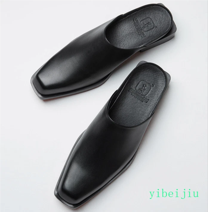 Men's Dress Formal Real Leather Slippers Fashion Casual Mules Slides Shoes 2025