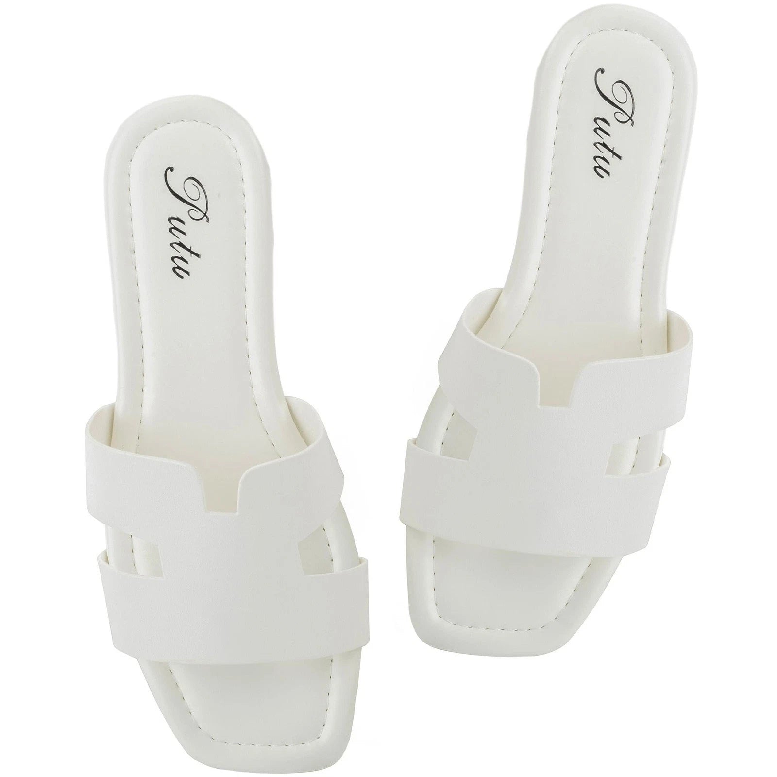 Women's Flat Sandals Summer Sandals Cute Slide Sandals Snow White 5.5