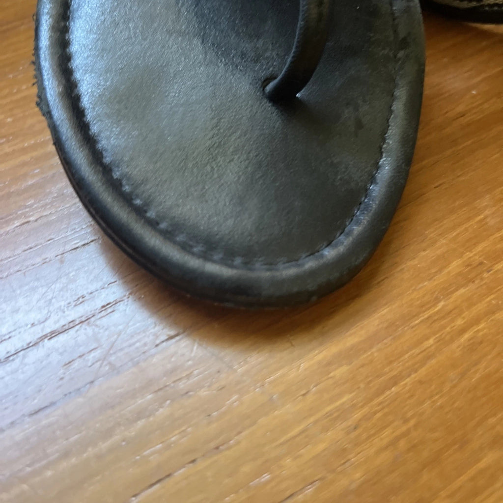 COACH Black Monogram Logo Virginia Signature Thong Slide Wedge Sandal Heels