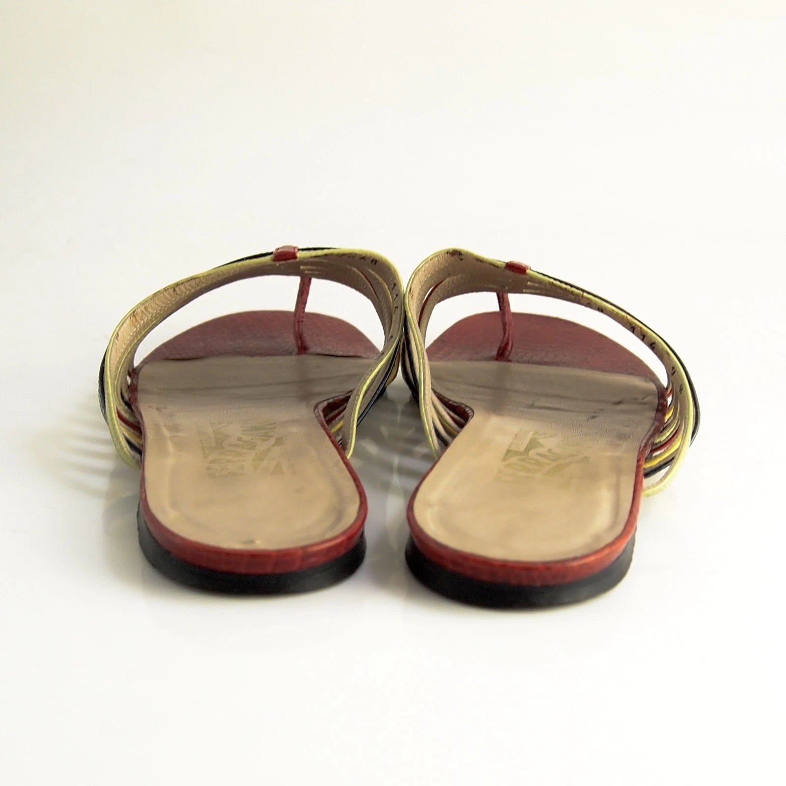 Ferragamo Slides Sandals - Multicolor Leather -  Womens US 9 B EU 39.5