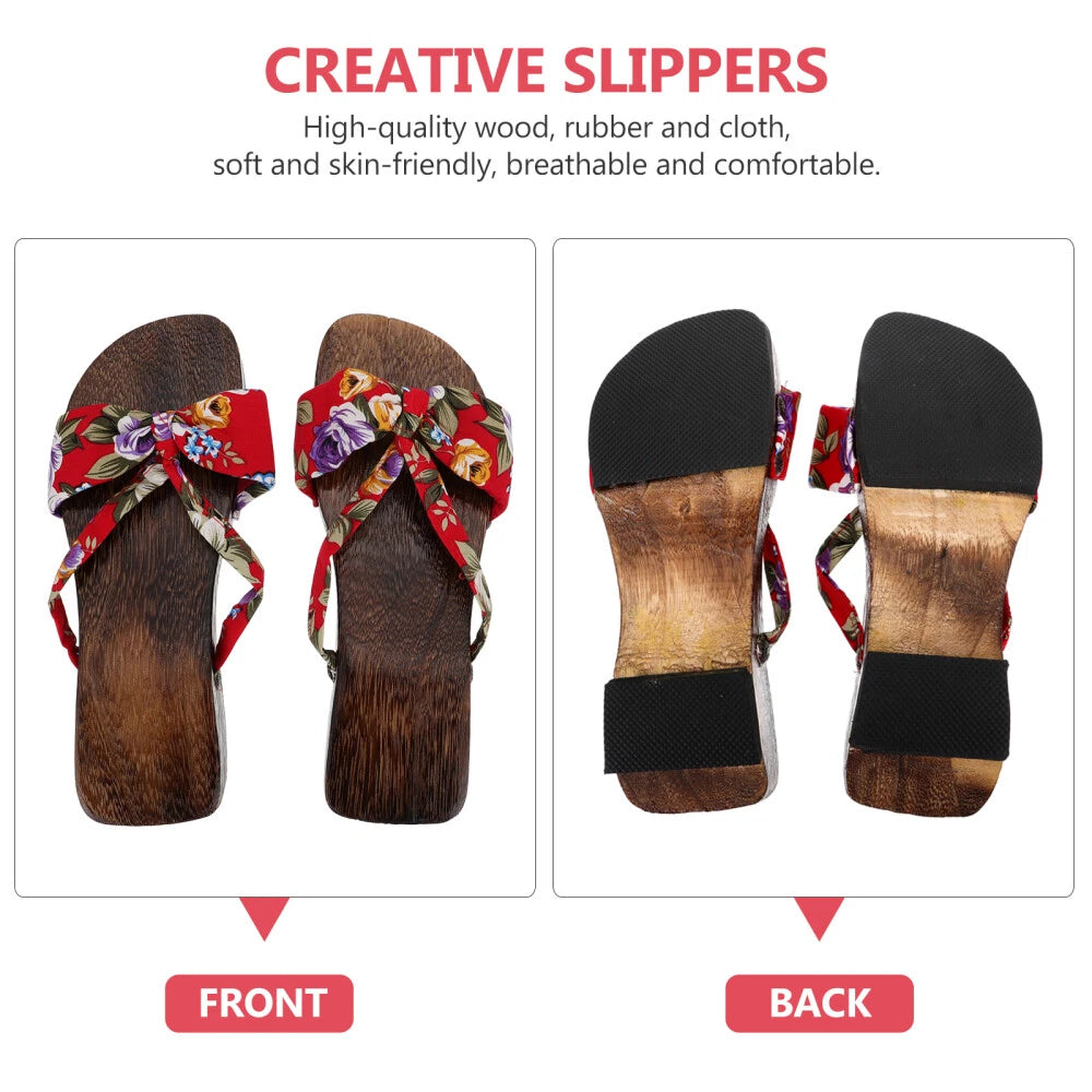 Chinese Style Wooden Clogs Miss Man Slide Sandals Women Slippers