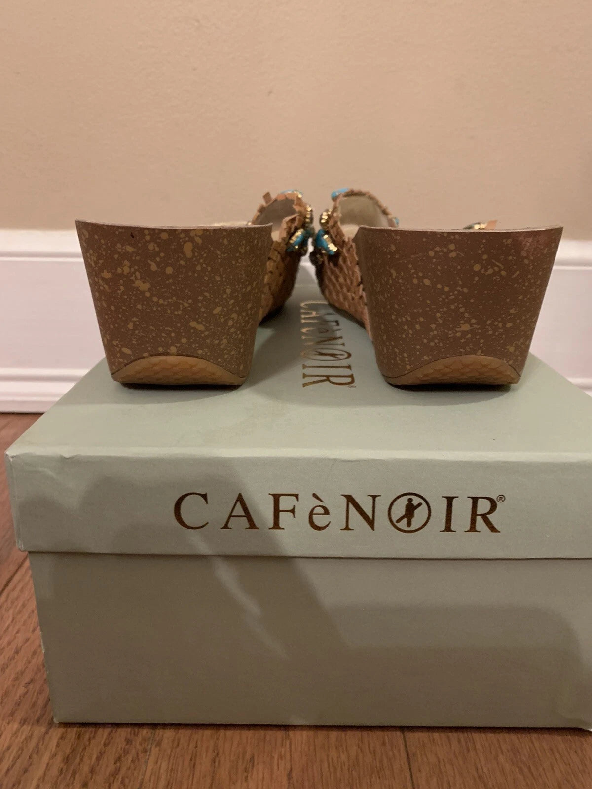 Women's CAFeNOIR Rhinestone Embellished Slide Wedges Shoes Sandals 37