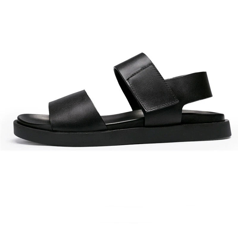 45 Open Toe Sandals Slingbacks Casual Real Leather Men's Beach Shoes Roman Style