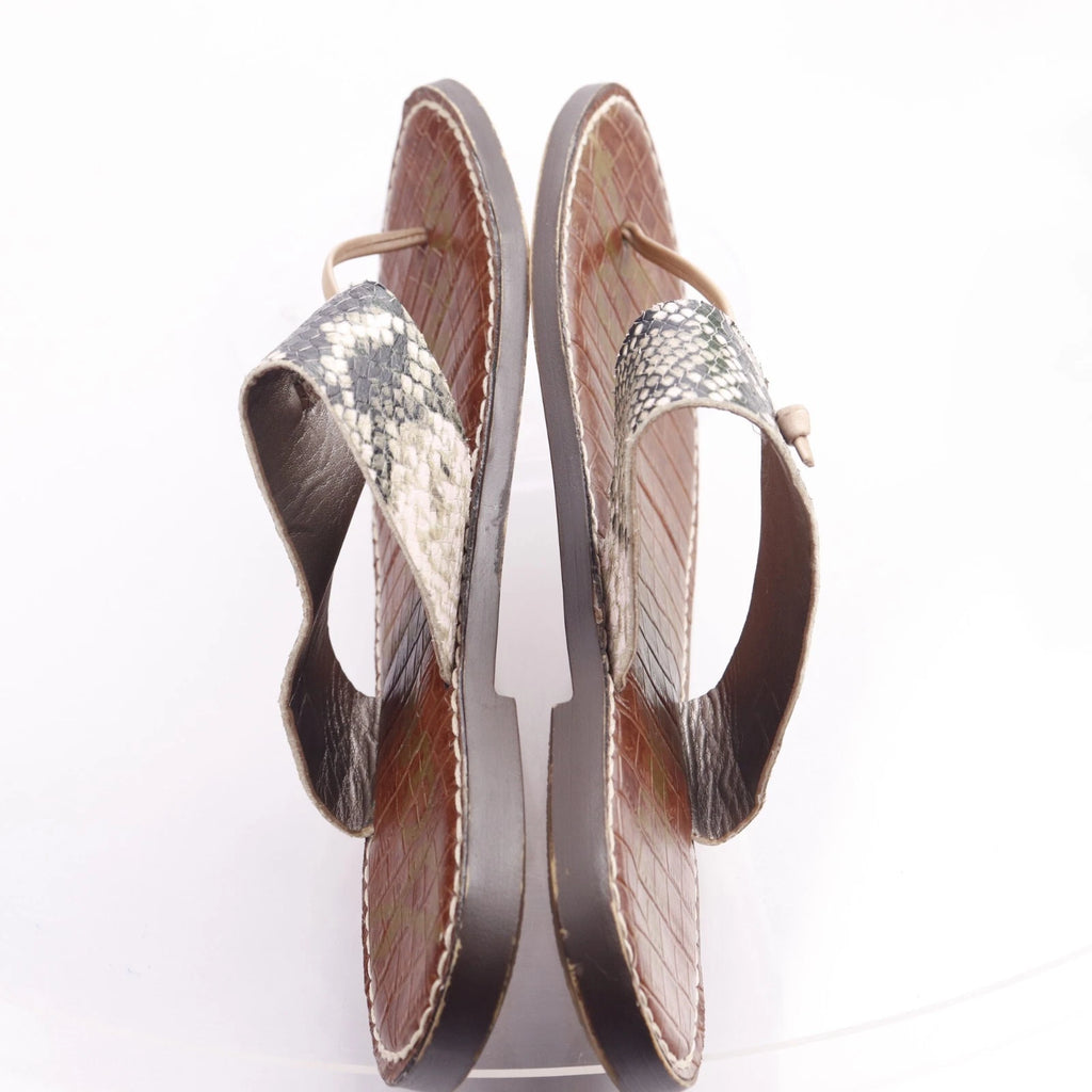 Sam Edelman Women's Gus Sandal Size 9 Thong Slide Gray Black Snakeskin Leather