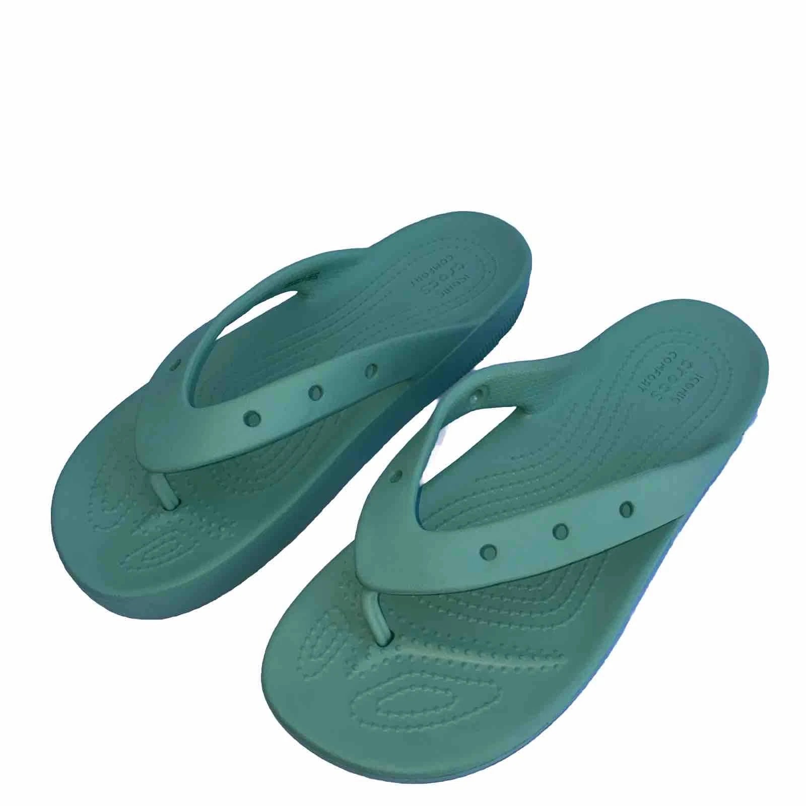 Crocs flip flop style Light Green shoes 9 W