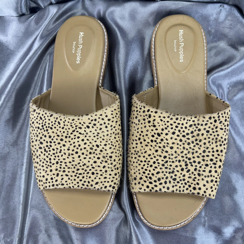 Hush Puppies Lexi Slide Women’s 8 Cheetah Print Calf Hair Sandals Summer Shoes