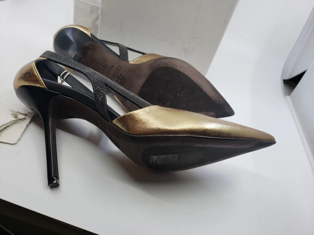 NEW Women's Brunello Cucinelli Embellished leather pumps monilli TRIM SZ EU 39.5