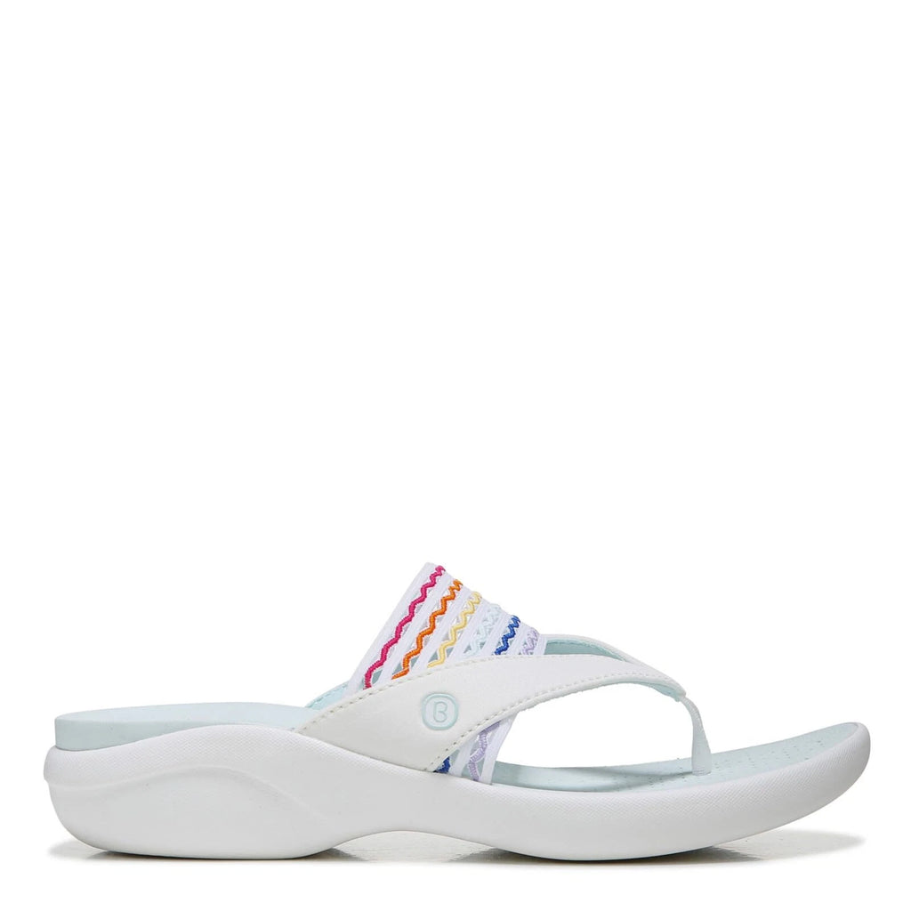 BZees Women's Cabana Sandal Flip-Flop, White/Rainbow Ripple Gore, 7 Wide