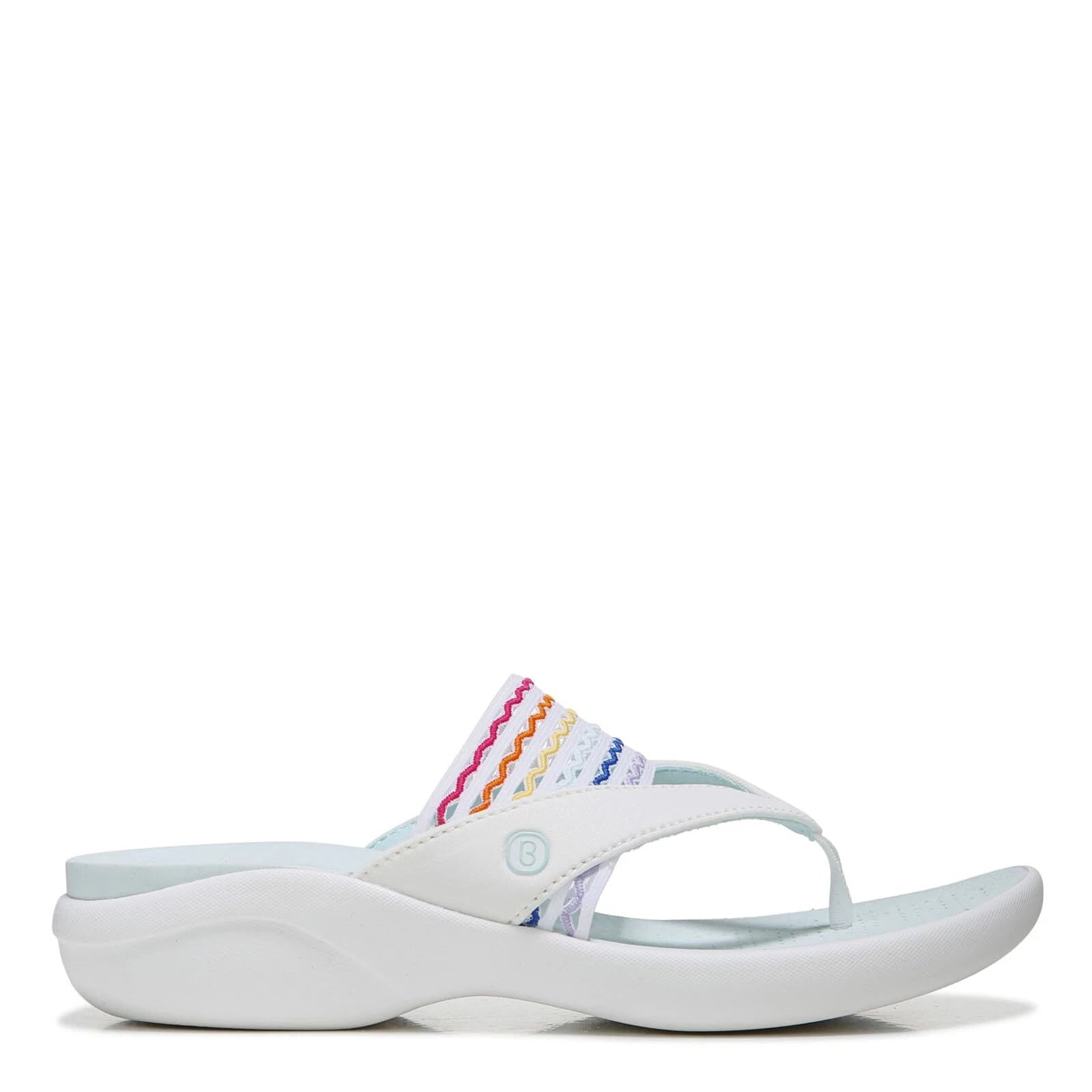 BZees Women's Cabana Sandal Flip-Flop, White/Rainbow Ripple Gore, 7 Wide