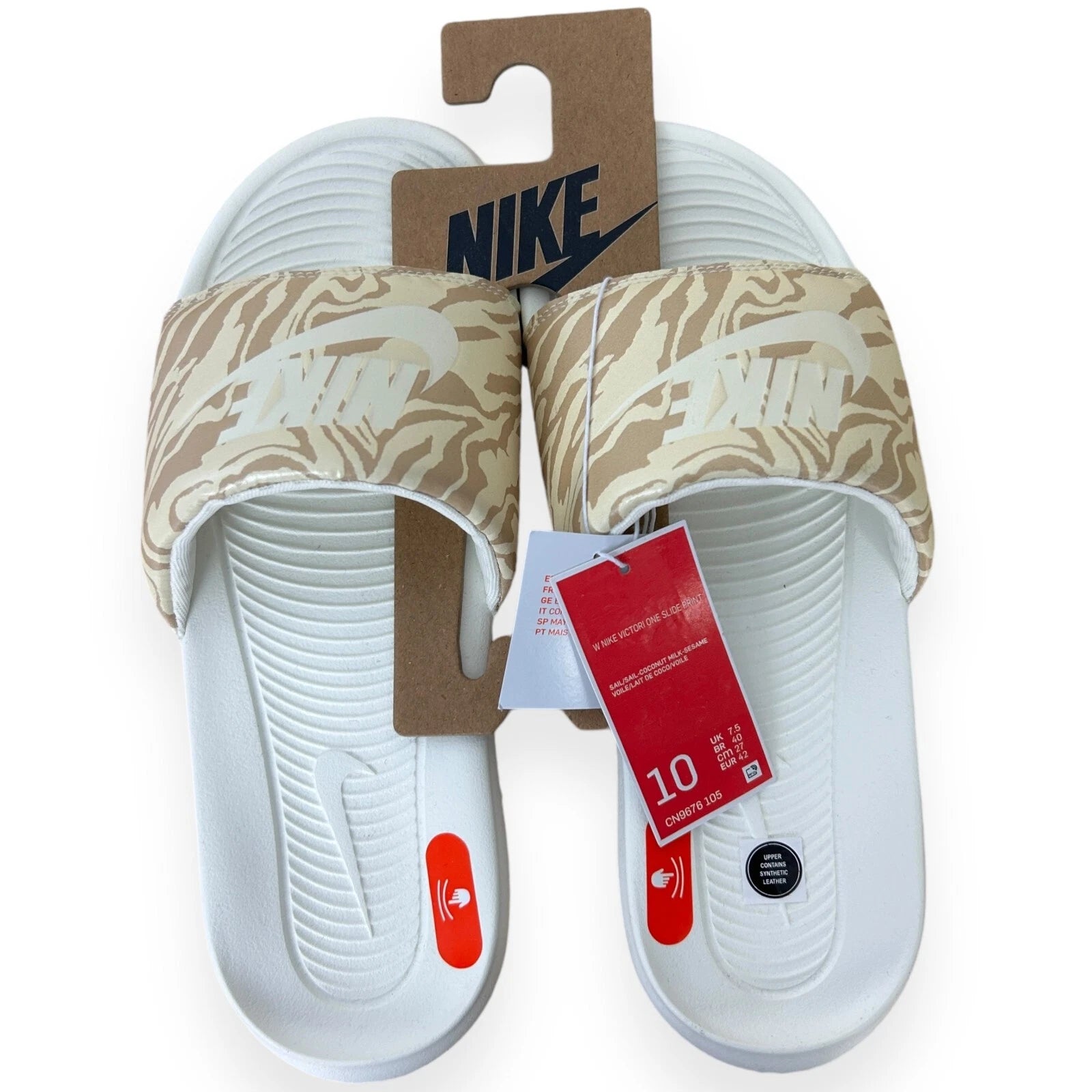 NEW Nike Victori One Slides Women's 10 Animal Print Sandals CN9676-105 Slip On