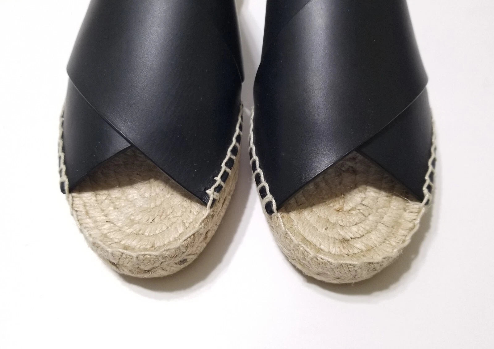 NIB Vince Castel Leather Crisscross Flat Espadrille Slide Sandal Black Sz 5 $225