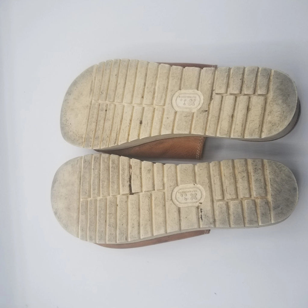 Bed Stu Fairlee II Platform Sandals Brown Distressed Leather Slide Womens Sz 9.5