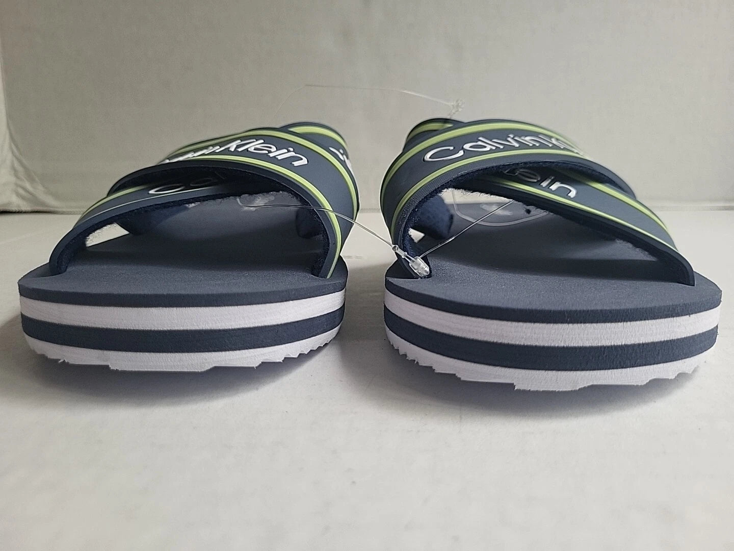 Calvin Klein Claris Crisscross Strap Logo Slide Navy Blue Sandals Size 7M New