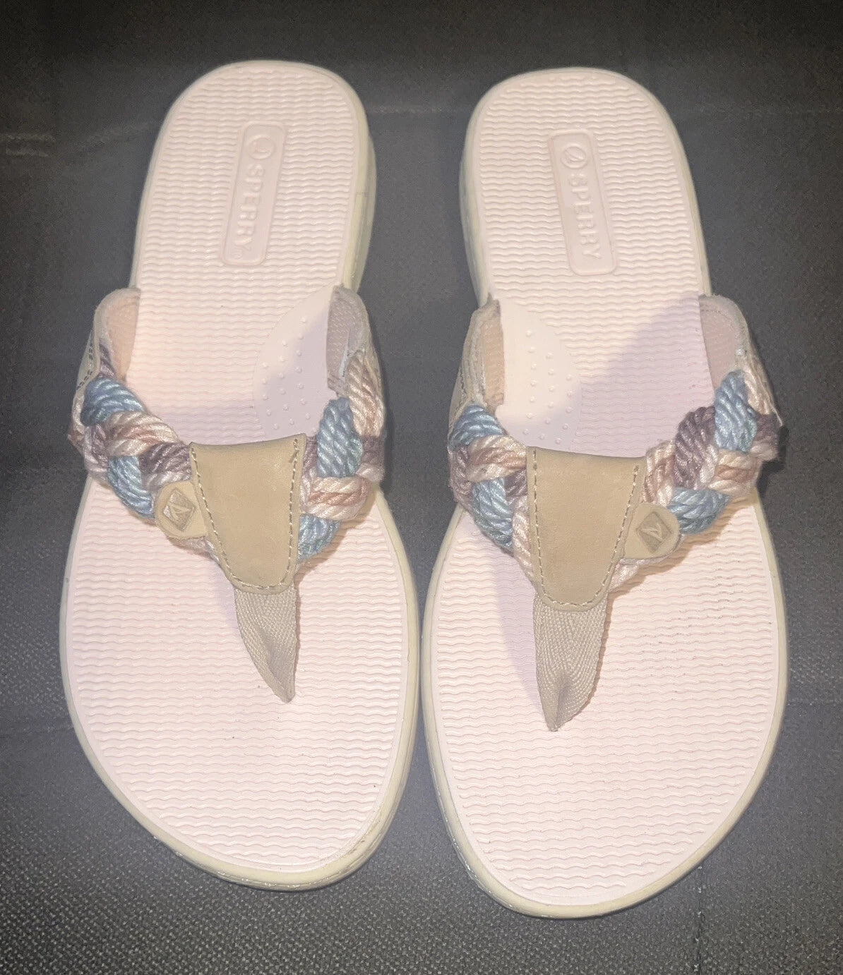 Sperry® Parrotfish Braided Thong🩴Sandals (Flip-Flops) Linen Sz 6.5M MSRP$60.00