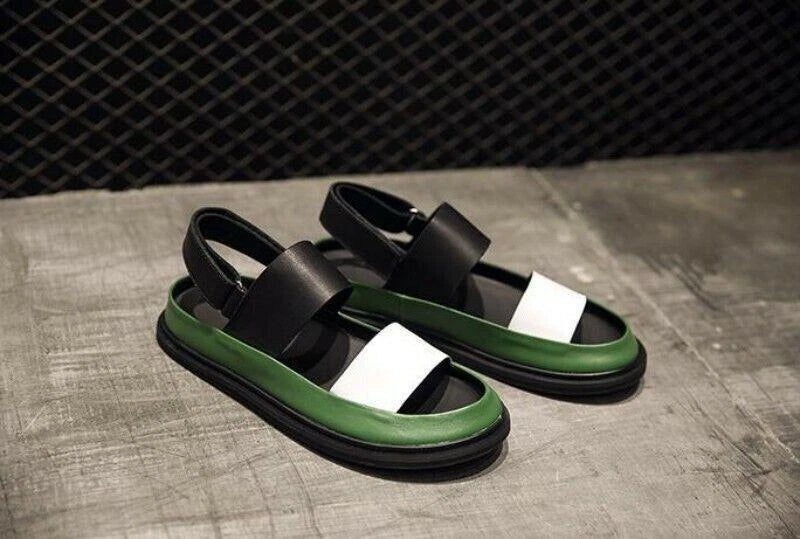 Match Men's Leather Gladiator Sandals Open Toe Shoes Slip On Roman Summer Formal