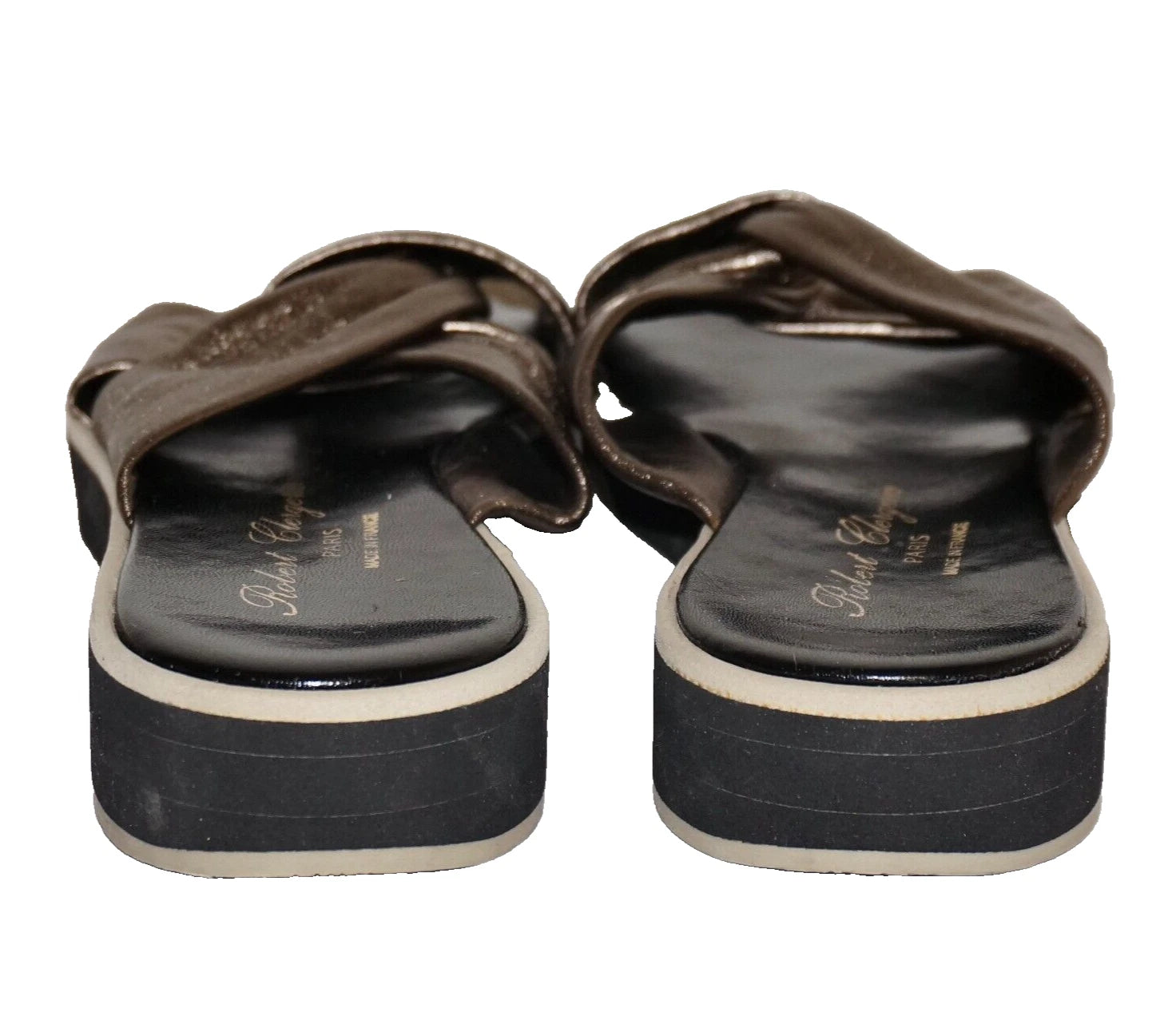 ROBERT CLERGERIE PARIS Bronze Leather Slip-On Platform Sandals US 8.5 FRANCE