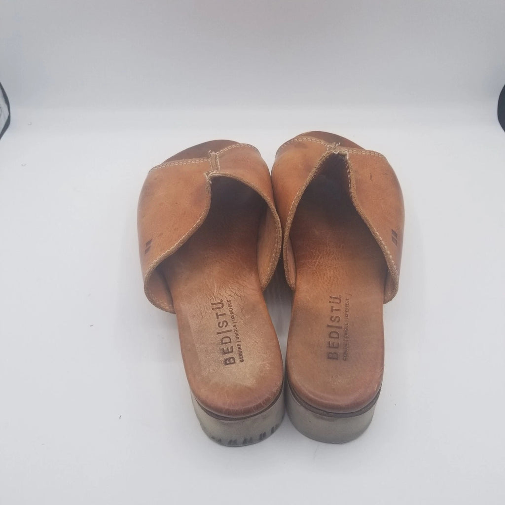 Bed Stu Fairlee II Platform Sandals Brown Distressed Leather Slide Womens Sz 9.5