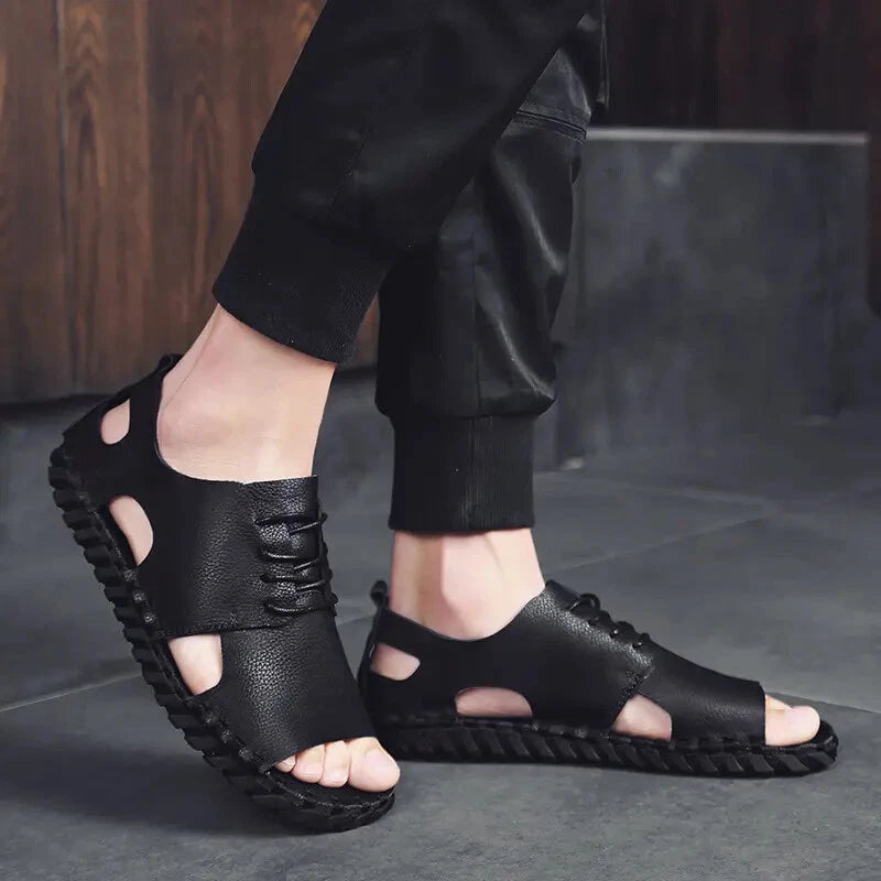 Summer Open Toe Sandals Lace Up Men's Flats Beach Holiday Fashion Shoes 38-44 sz