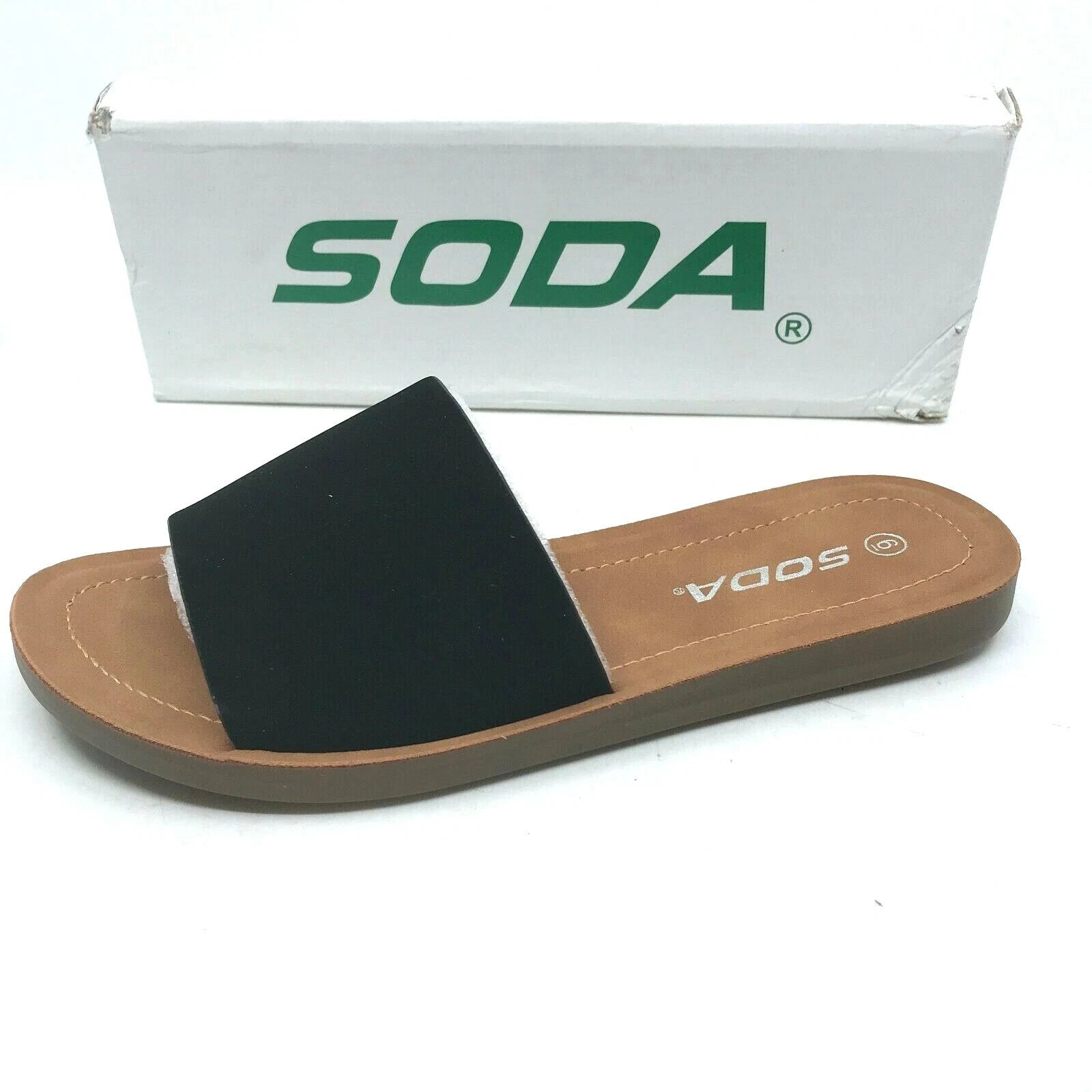 New Women's Slip-On Sandals Slides-Peep Toe- Soda Shoes EFRON-S Size 6  [SX]