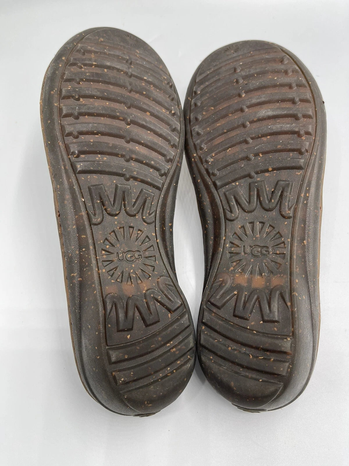 UGG Sandals Women’s Size 10 Woven Brown Leather Slide Style