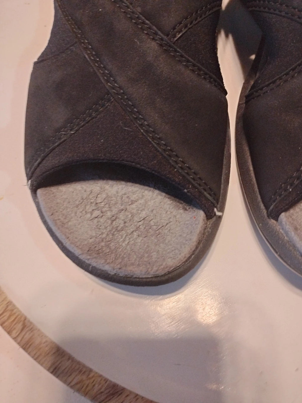 Women's 6 Merrell Topo Cross Black Suede Leather Sandals Air Cushion Slide Vtg