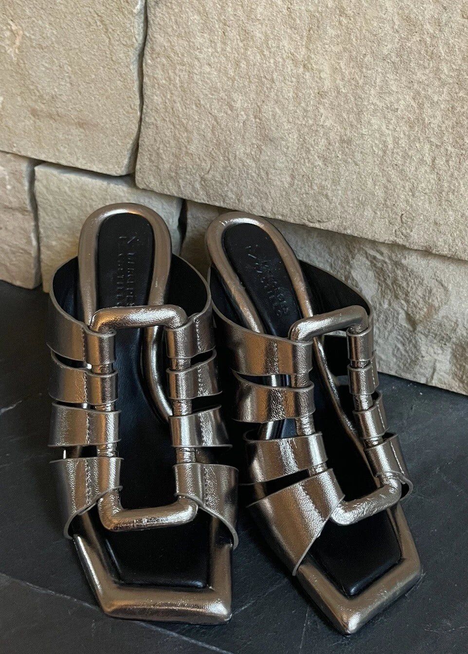 $495 Mercedes Castillo Womens Aria High-Heel Slide Sandal Shoes EU 37/US 7