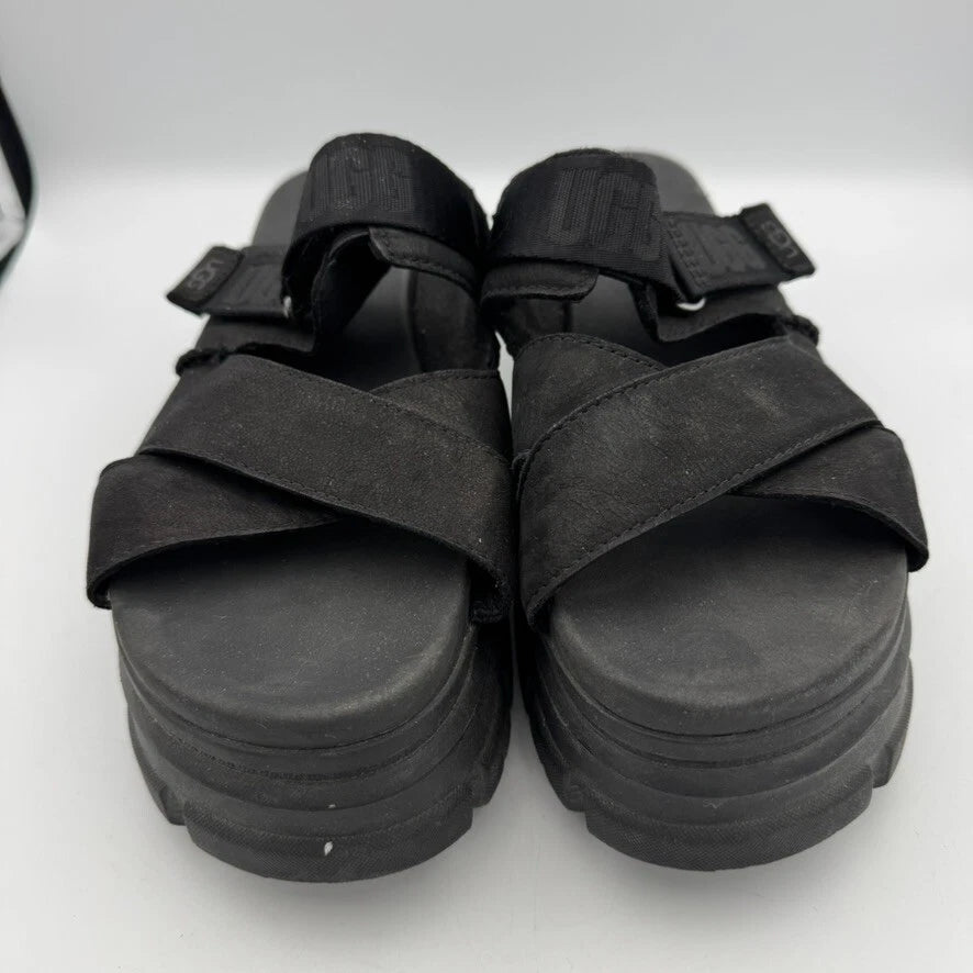 UGG Ashton Slide Sandals Women's  Black Nubuck Leather Platform Size 10