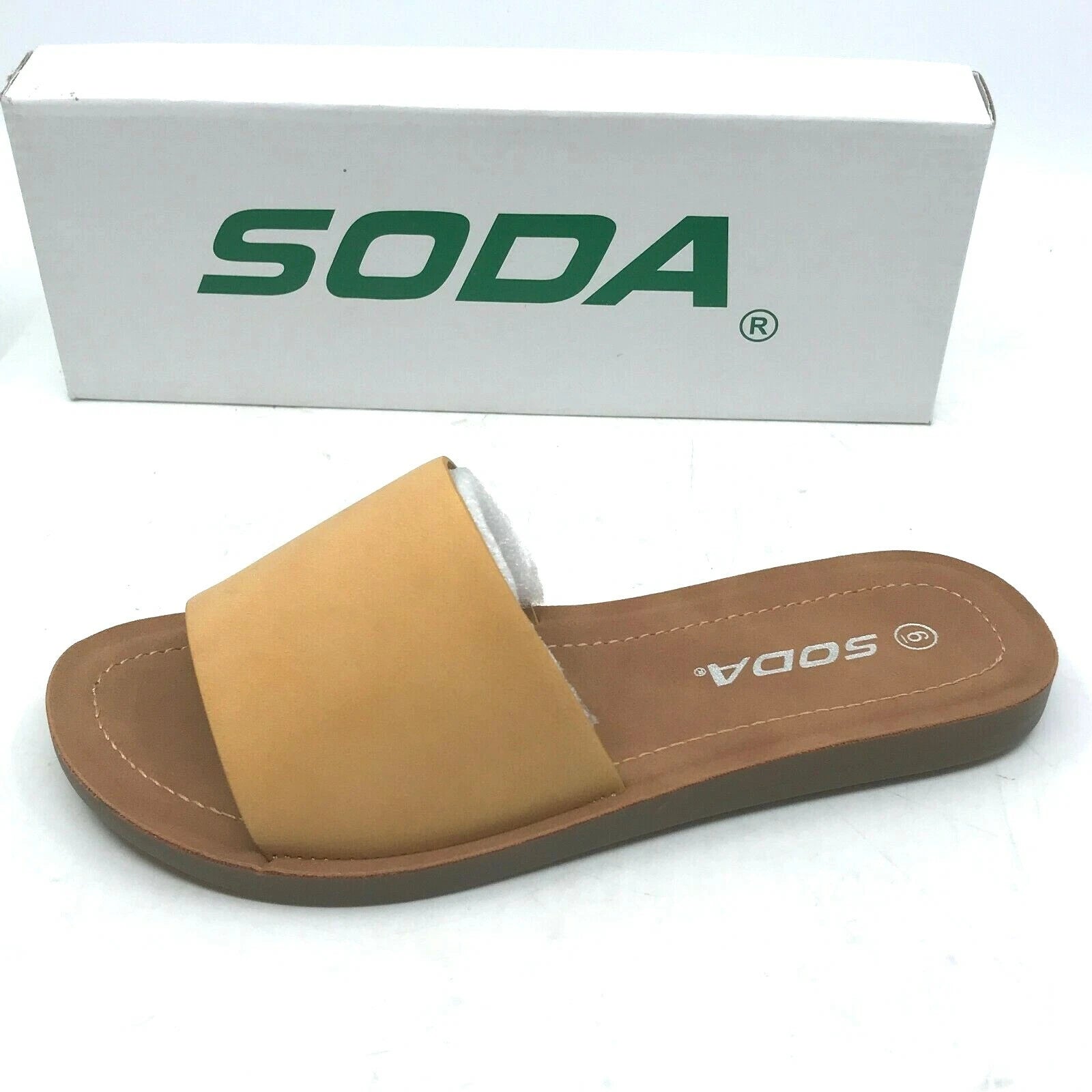 New Women's Slip-On Sandals Slides-Peep Toe- Soda Shoes EFRON-S Size 6  [SX]