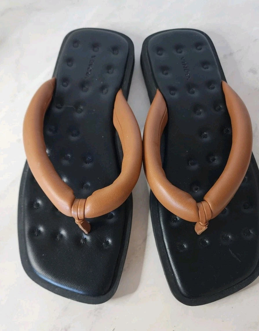 Vince Women's Serene Slip On Thong Slide Sandals Leather Sz US 8/EU 38.5