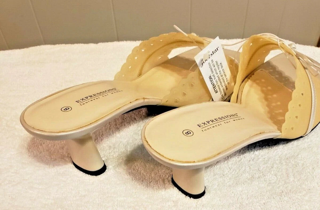 Women's Expressions Clear/Pearl Slide Sandals  Sz  8 New in Box Style #19121