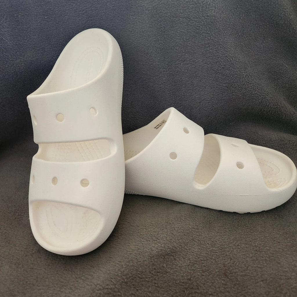 Crocs Unisex Classic Two Band Slide White Sandals W7/M5 Style 209403