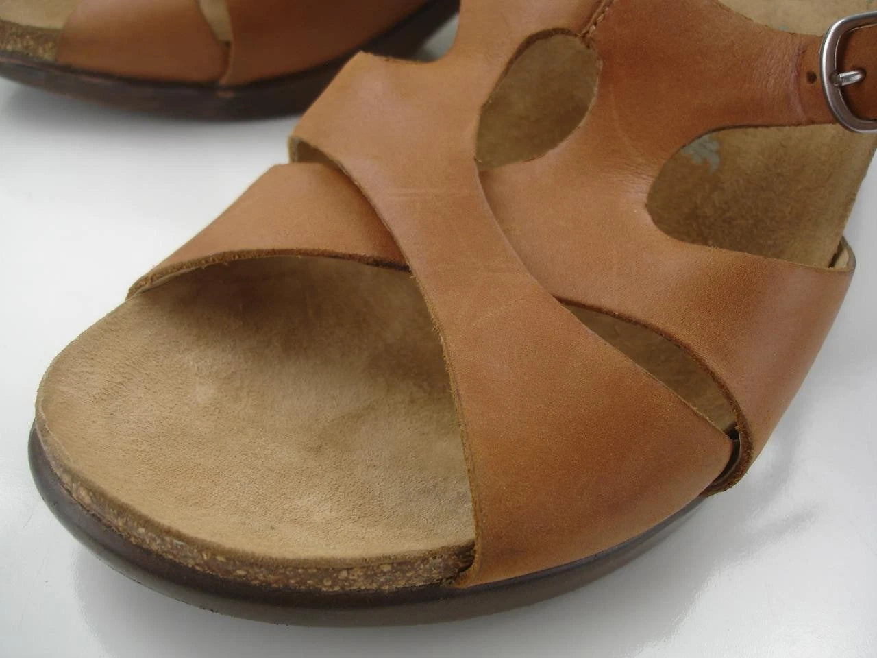 Women's 7.5 8 sz 38 Dansko Kai Tan Brown Leather Slide Sandals Clog Slip-On Heel