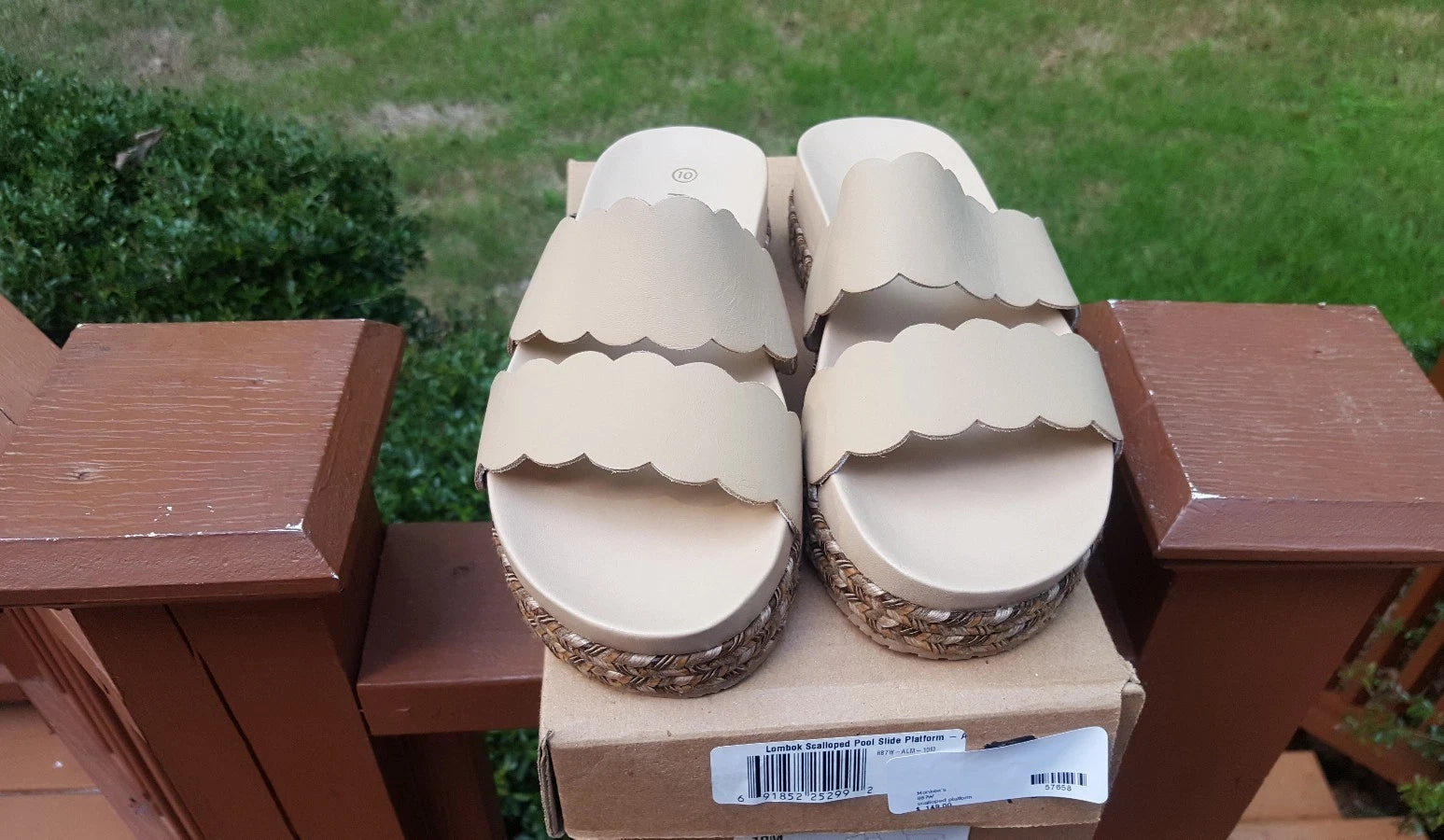 KAANAS Women's Lombok Scalloped Pool Fashion Slides Platform Sandals Almond 10M