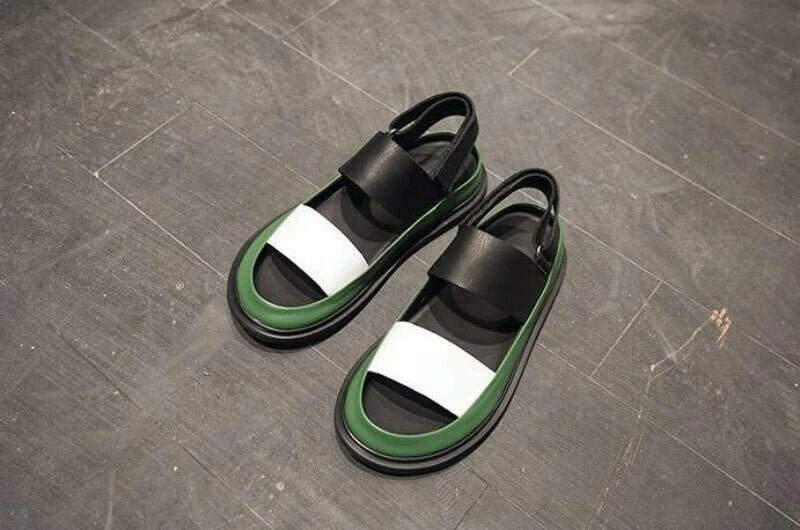 Match Men's Leather Gladiator Sandals Open Toe Shoes Slip On Roman Summer Formal