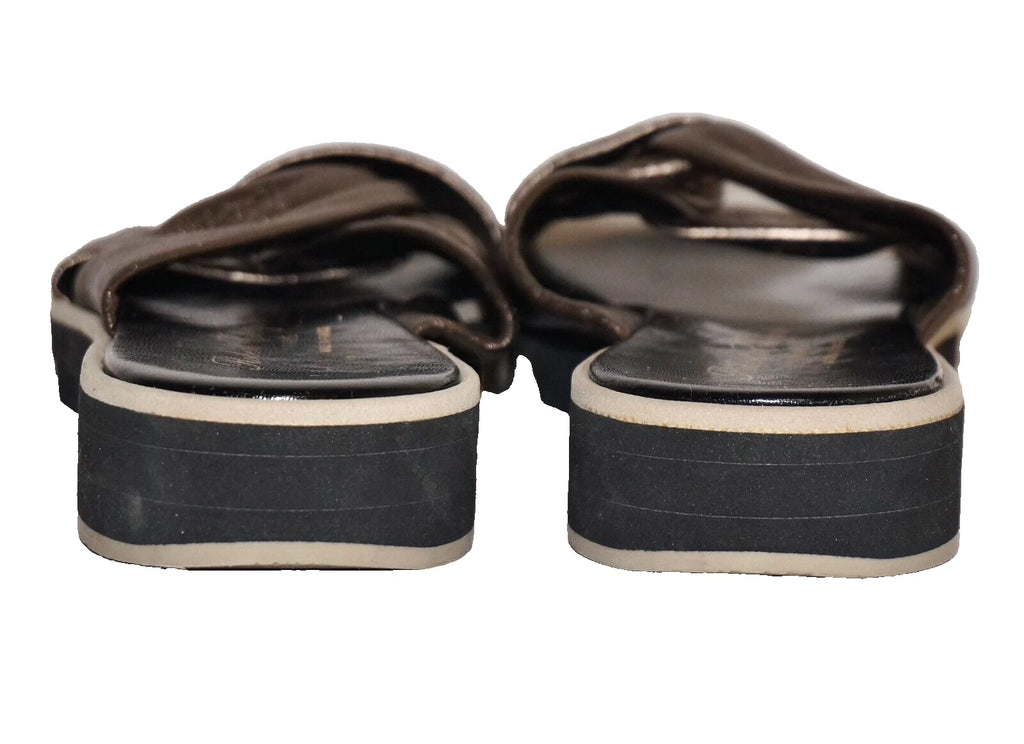 ROBERT CLERGERIE PARIS Bronze Leather Slip-On Platform Sandals US 8.5 FRANCE