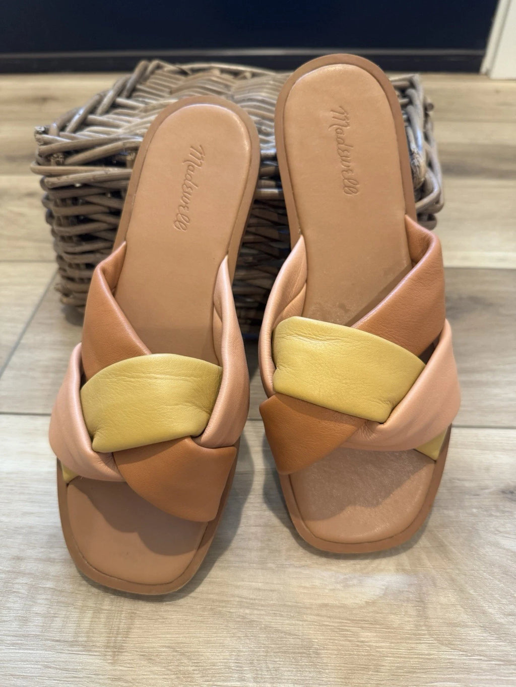 Madewell Women’s Size 9.5 Padded Braided Leather Slide Sandals Brunch Beach