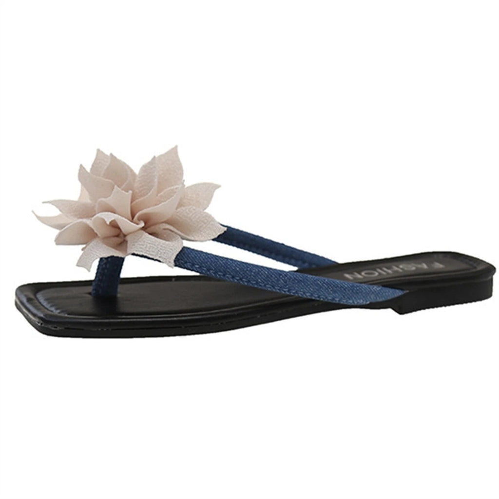Women's Fashion Flip Flop Flat Sandals Floral Decor Summer Lightweight Slide