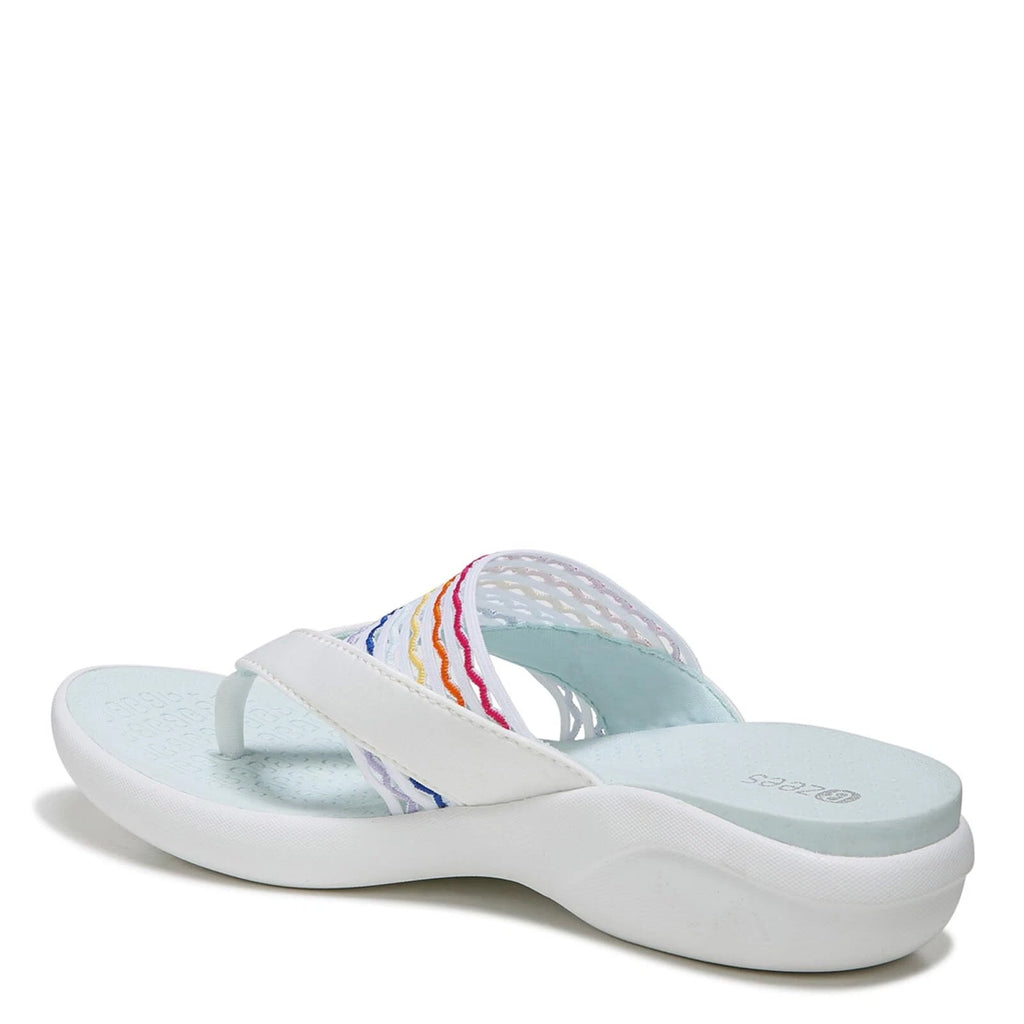BZees Women's Cabana Sandal Flip-Flop, White/Rainbow Ripple Gore, 7 Wide