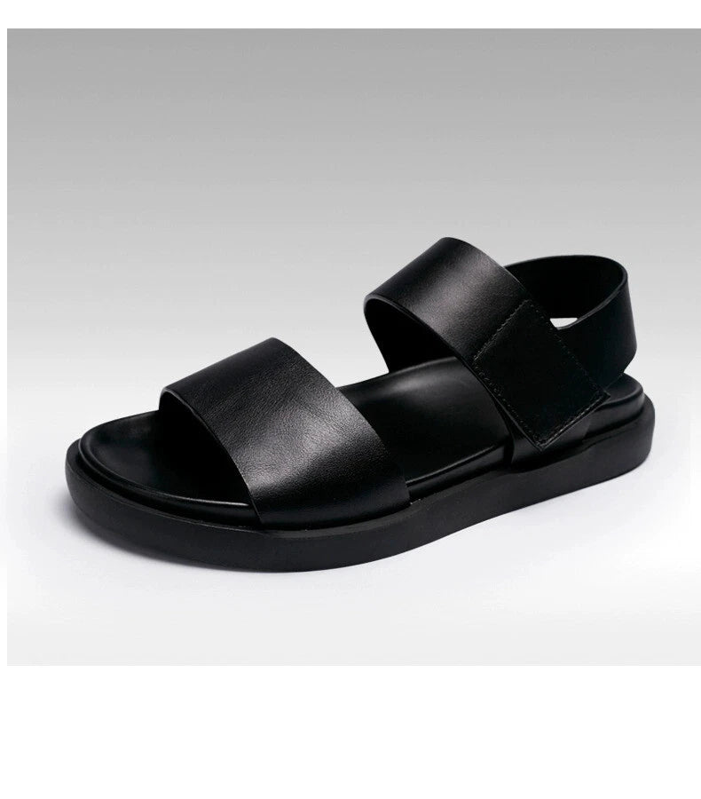 45 Open Toe Sandals Slingbacks Casual Real Leather Men's Beach Shoes Roman Style