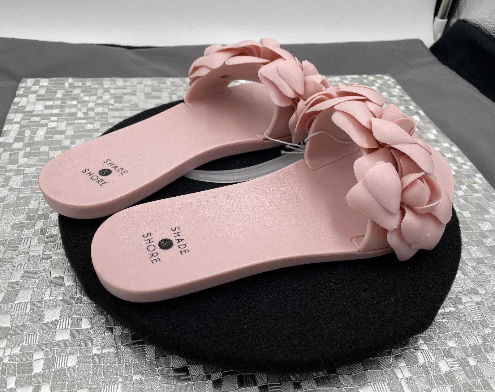 Shade & Shore Floral Slide on Women's Sandals Pink Jelly Style Size 6 - NWOT