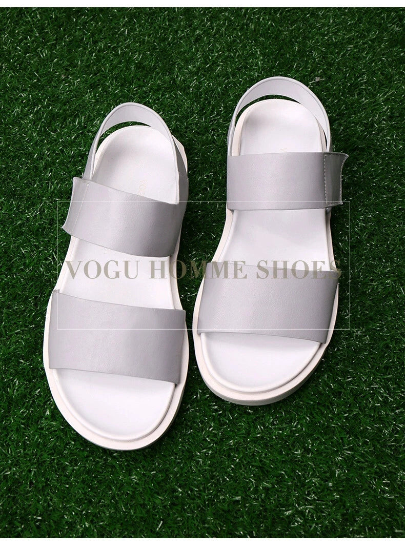 45 Open Toe Sandals Slingbacks Casual Real Leather Men's Beach Shoes Roman Style