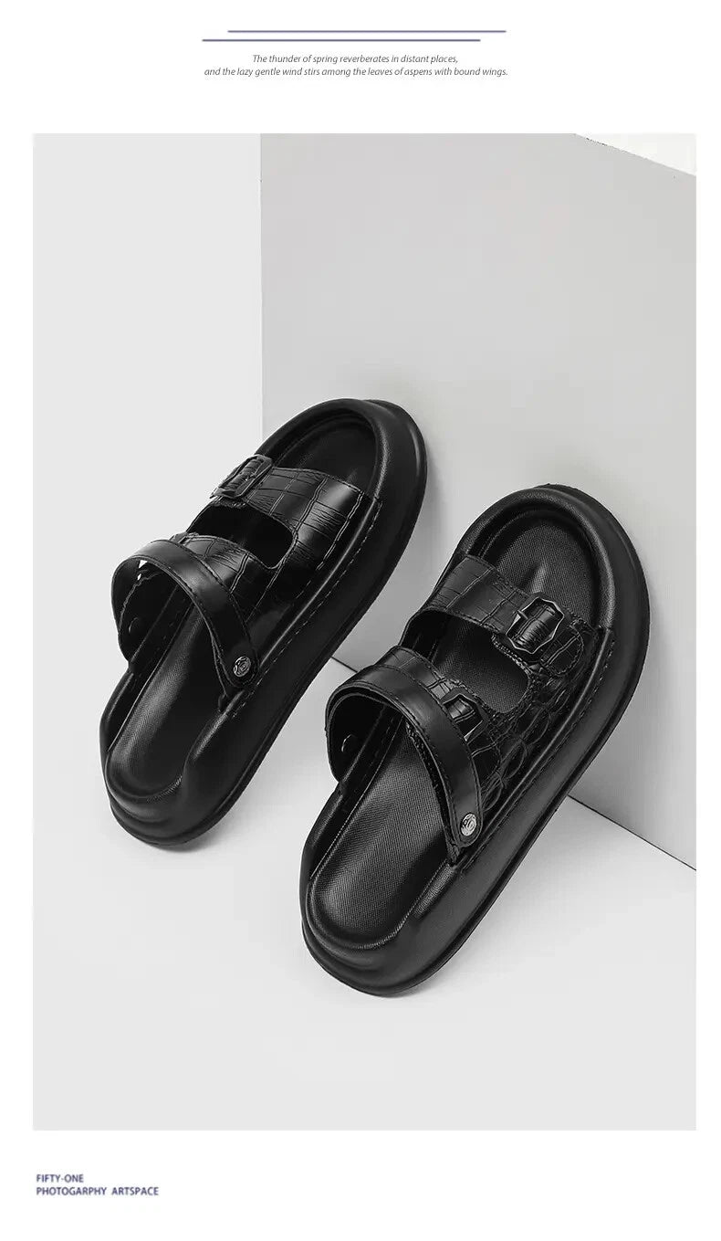 Mens Thick Soled Sandals Slipper Open Toe Outdoor Fashion Summer Slingback Beach