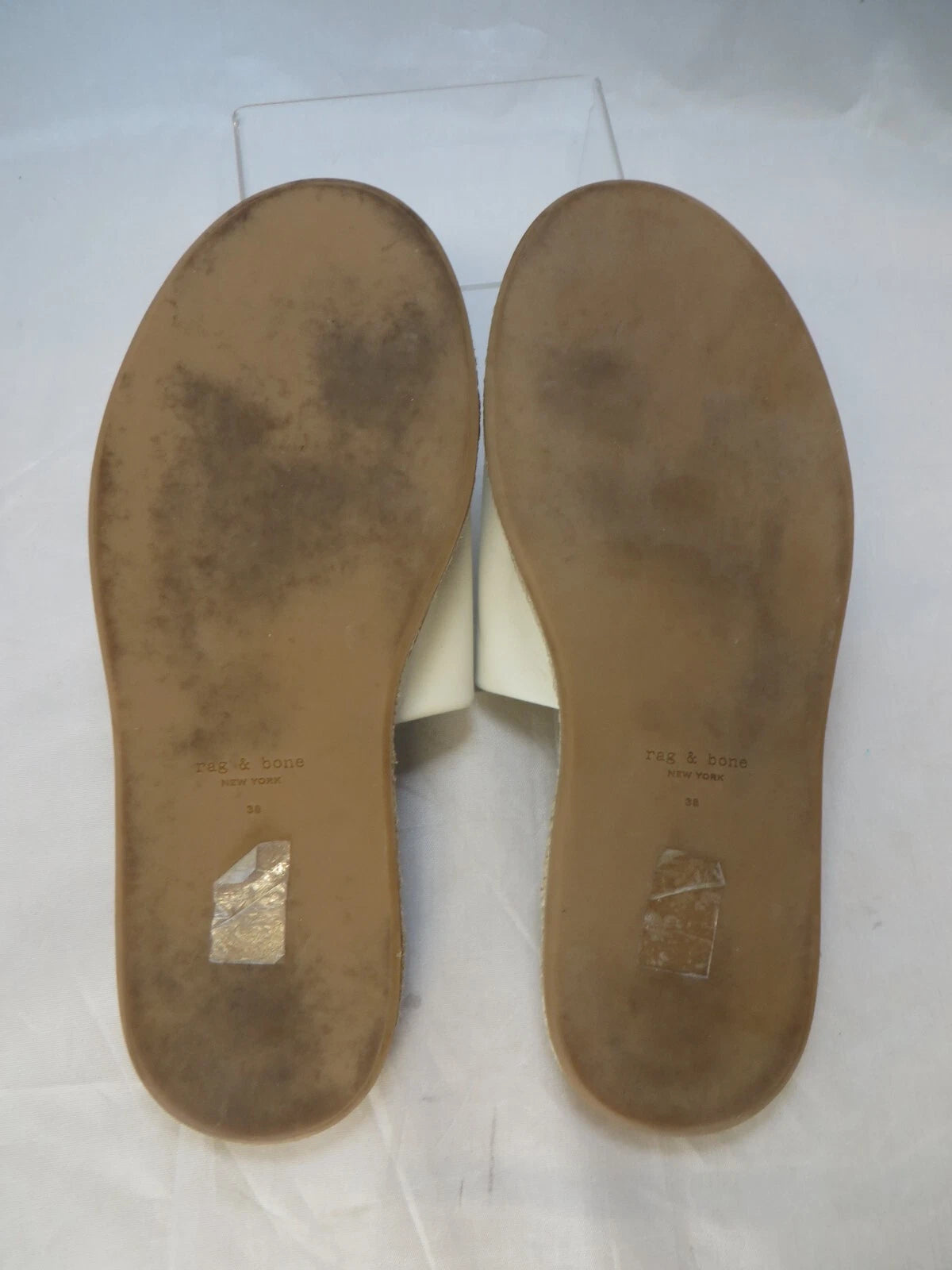 Rag & Bone Cameron Leather Slide Sandals White Casual Comfortable Size 38 US 7.5