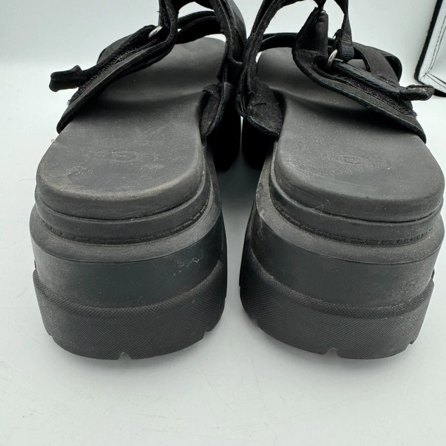 UGG Ashton Slide Sandals Women's  Black Nubuck Leather Platform Size 10