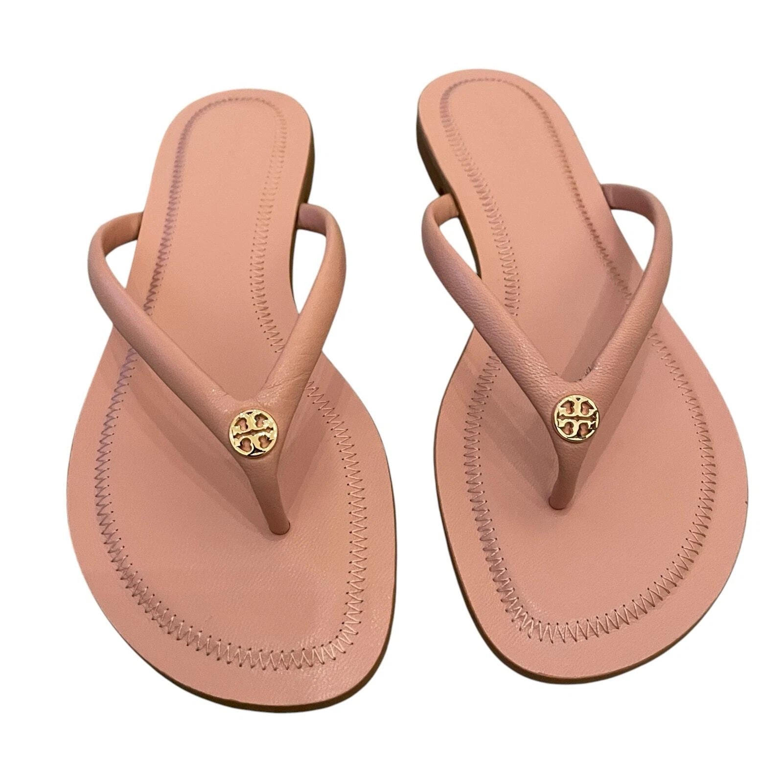 TORY BURCH Chelsea Leather Flip Flop Thong Sandals Rose Sachet Pink Size 7.5 NEW