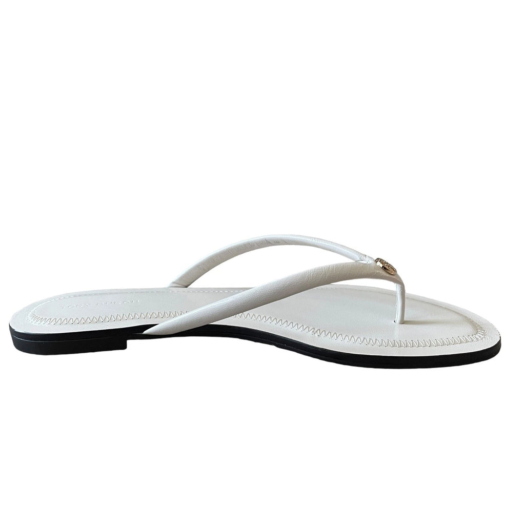 Tory Burch Women Chelsea Leather Flip Flop Thong Sandals Light Cream Sz 7.5 NEW