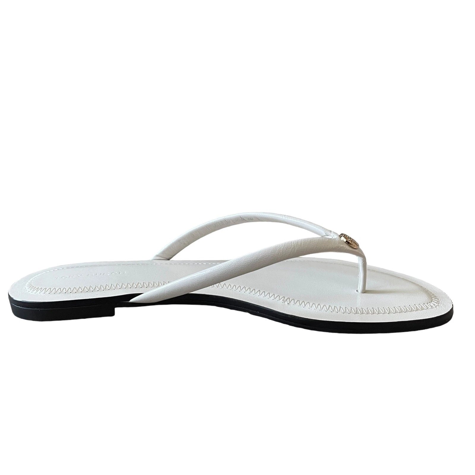 Tory Burch Women Chelsea Leather Flip Flop Thong Sandals Light Cream Sz 7.5 NEW