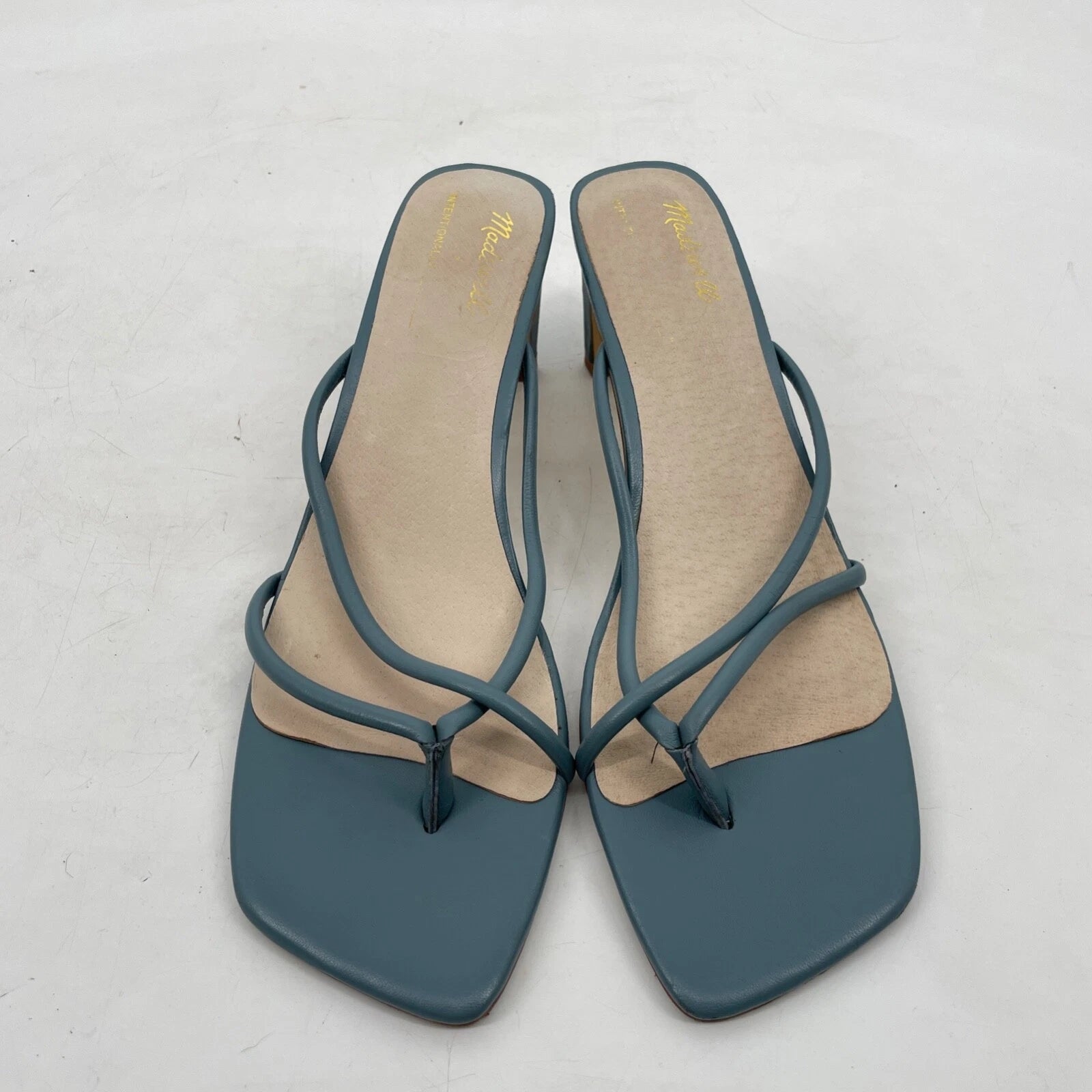 Madewell x Intentionally Blank women's 10 Kelon Heeled Leather Sandals teal