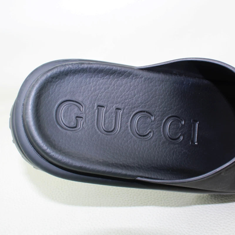 Gucci Interlocking G Women's Slide in Black Rubber Platform Sandals - Size 38/8W